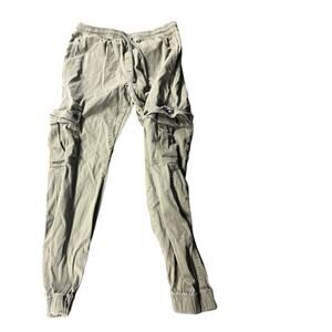 WeSC Cargo Jogger Pants Men Medium Green Elastic Waist Drawstring Streetwear GUC